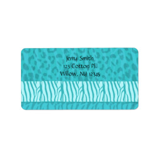 Aqua Wild Animal Fur Pattern Label