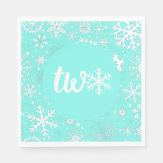 Aqua Winter Second Birthday Snowflake Napkin