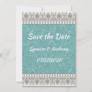 Aqua with Texture Look Save The Date