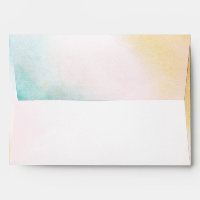 Aqua Yellow Gold Blush Tie Dye Ombre Envelope (Back (Top Flap))