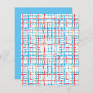 Aqua Yellow Red Twisted Plaid Scrapbook Paper