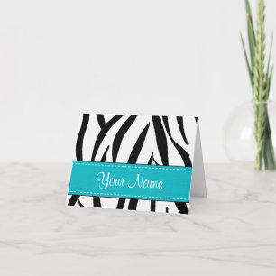 Aqua Zebra Print Note Custom Cards