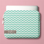Aqua Zig Zag Chevrons Pattern Laptop Sleeve<br><div class="desc">Personalize this stylish laptop sleeve with your name, initials, monogram, a especial date or any text of your choice.
Visit our store for more pattern and colour choices as well as matching products such as ipad sleeves, iphone and android covers and more!</div>