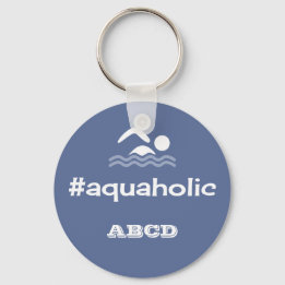 Aquaholic swimming slogan personalized initials keychain
