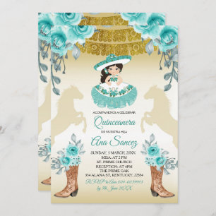 Aqual Teal Turquoise1 Charra Mis Quince Invitation