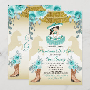 Aqual Teal Turquoise1 Girl Third Birthday Invitation