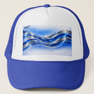 Aqualume Flow  – Blue Silver Wave Energy Mug Trucker Hat