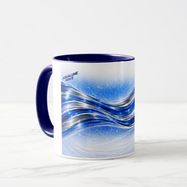 Aqualume Flow - Tasse Énergie Vague Bleu Argent (Devant gauche)