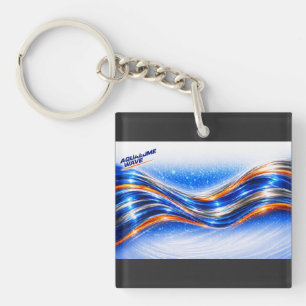 Aqualume Wave Shirt – Blue Orange Abstract Flow De Keychain