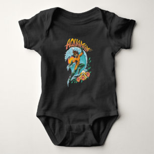 Aquaman and Trident Rising Surf Graphic Baby Bodysuit