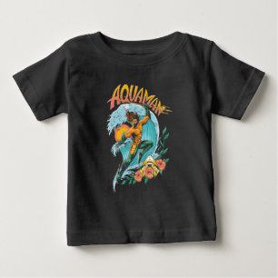 Aquaman and Trident Rising Surf Graphic Baby T-Shirt