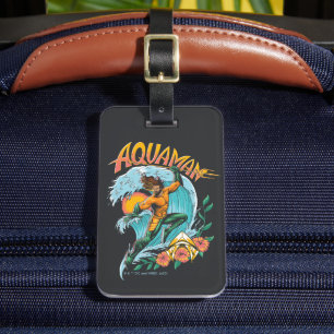 Aquaman and Trident Rising Surf Graphic Luggage Tag