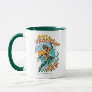 Aquaman and Trident Rising Surf Graphic Mug