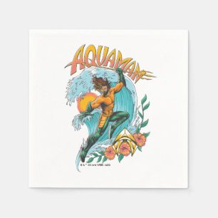Aquaman and Trident Rising Surf Graphic Napkin