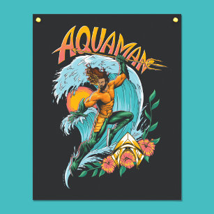 Aquaman and Trident Rising Surf Graphic Poster