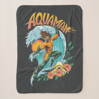 Aquaman and Trident Rising Surf Graphic Sherpa Blanket