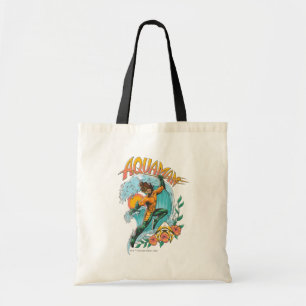 Aquaman and Trident Rising Surf Graphic Tote Bag