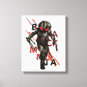 Aquaman   Black Manta Scattered Typography Graphic Canvas Print