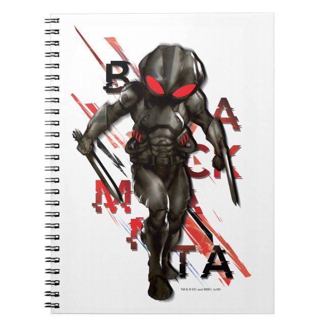 Aquaman | Black Manta Scattered Typography Graphic Notebook (Front)