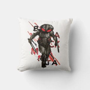 Aquaman   Black Manta Scattered Typography Graphic Throw Pillow