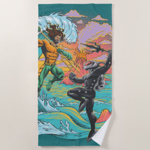 Aquaman & Black Manta Tidal Wave Beach Towel