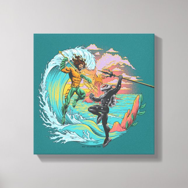 Aquaman & Black Manta Tidal Wave Canvas Print (Front)