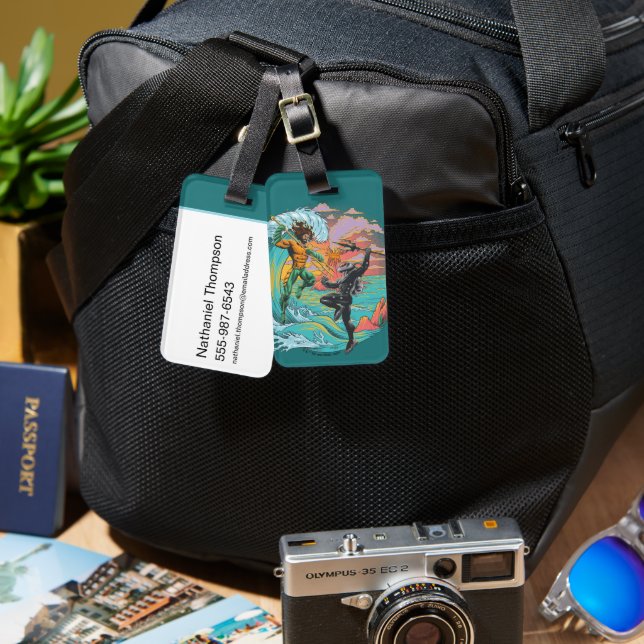 Aquaman & Black Manta Tidal Wave Luggage Tag (Front & Back)
