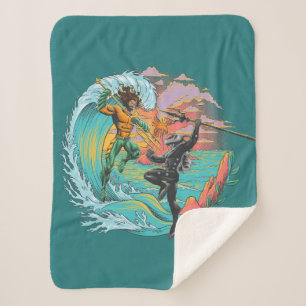 Aquaman & Black Manta Tidal Wave Sherpa Blanket