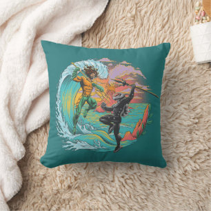 Aquaman & Black Manta Tidal Wave Throw Pillow