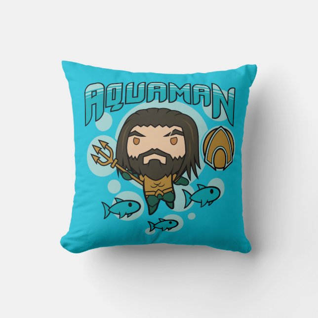 Aquaman | Chibi Aquaman Undersea Graphic Throw Pillow (Front)