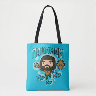 Aquaman   Chibi Aquaman Undersea Graphic Tote Bag