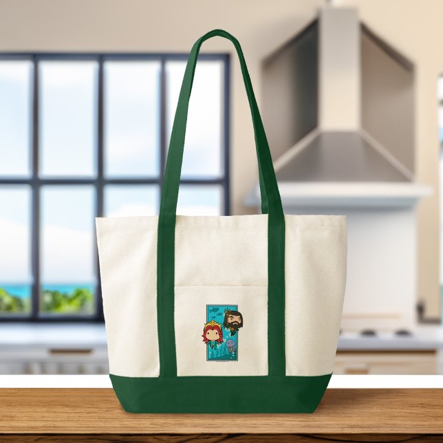 Aquaman | Chibi Mera & Aquaman Undersea Graphic Tote Bag (Tote on counter)