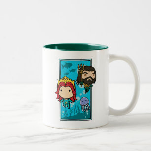Aquaman Chibi Mera & Aquaman Undersea Graphic Two-Tone Coffee Mug