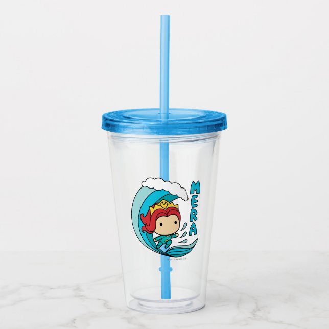 Aquaman | Chibi Mera Riding Wave Graphic Acrylic Tumbler (Front)