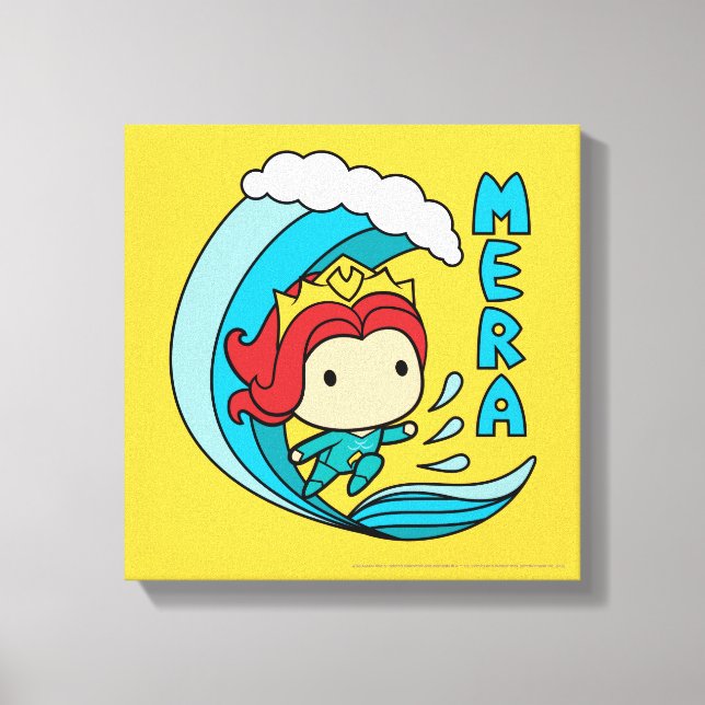 Aquaman | Chibi Mera Riding Wave Graphic Canvas Print (Front)