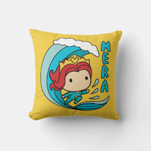 Aquaman Chibi Mera Riding Wave Graphic Throw Pillow