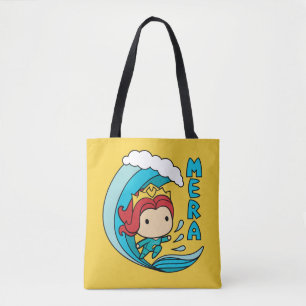 Aquaman Chibi Mera Riding Wave Graphic Tote Bag