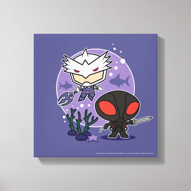 Aquaman | Chibi Orm & Black Manta Undersea Graphic Canvas Print (Front)
