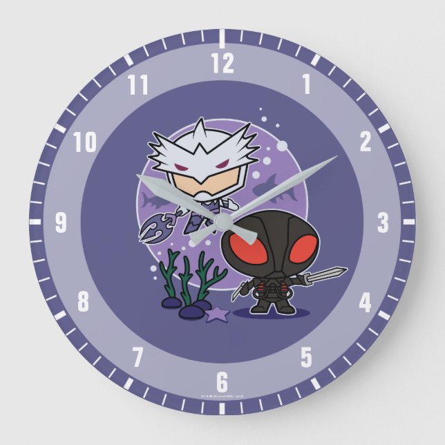 Aquaman | Chibi Orm & Black Manta Undersea Graphic Large Clock (Front)