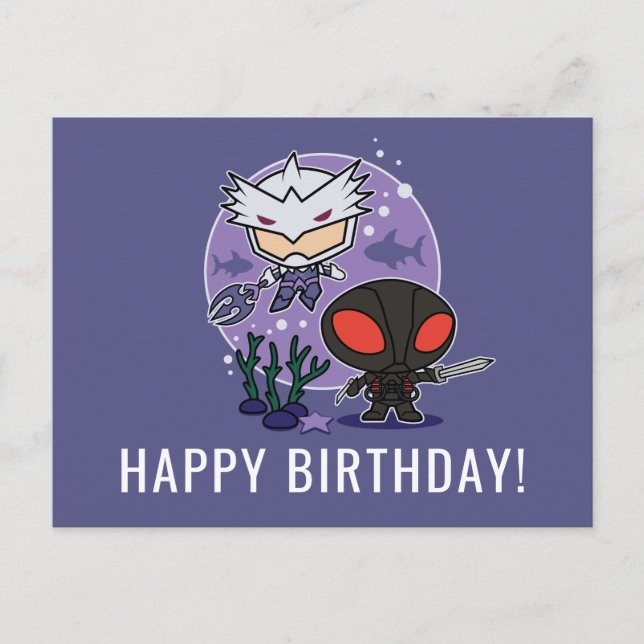 Aquaman | Chibi Orm & Black Manta Undersea Graphic Postcard (Front)