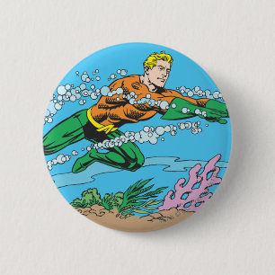 Aquaman Dashes Thru Water 2 Inch Round Button