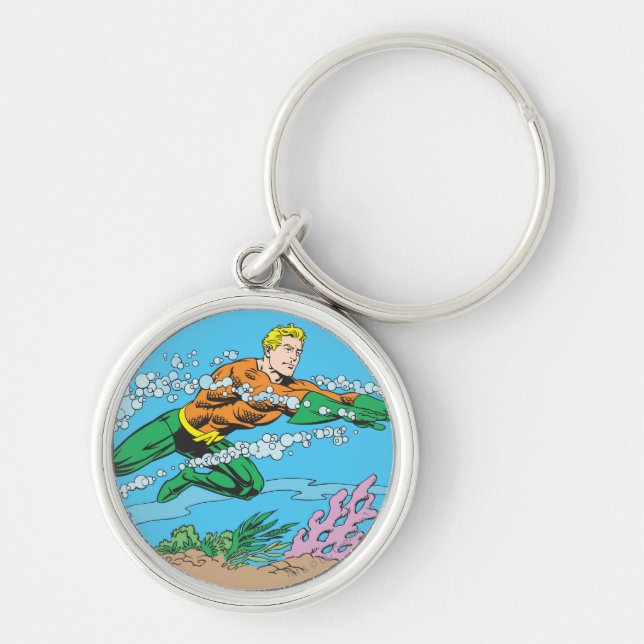 Aquaman Dashes Thru Water Keychain (Front)
