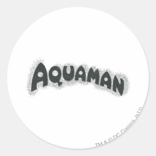 Aquaman Grunge Black Logo Classic Round Sticker