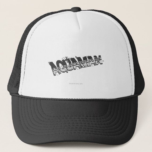 Aquaman Grunge Stripe Logo Trucker Hat (Front)