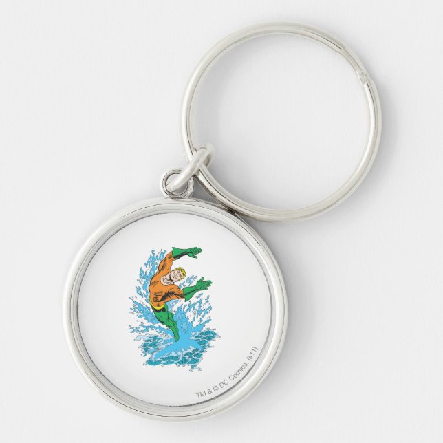 Aquaman Leaps in Wave Keychain (Front)