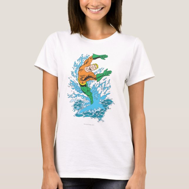 Aquaman Leaps in Wave T-Shirt (Front)