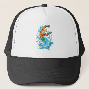 Aquaman Leaps in Wave Trucker Hat