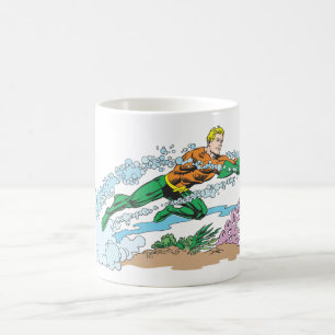 Aquaman Leaps Over Coral Coffee Mug
