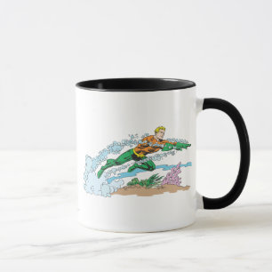 Aquaman Leaps Over Coral Mug