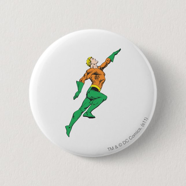 Aquaman Leaps Up 2 Inch Round Button (Front)